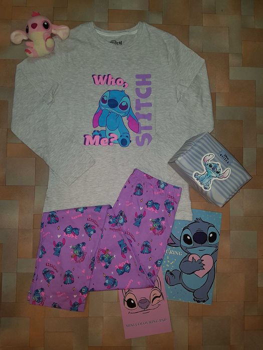 Пижама котон, комплект Disney Стич неоновый принт, Stitch