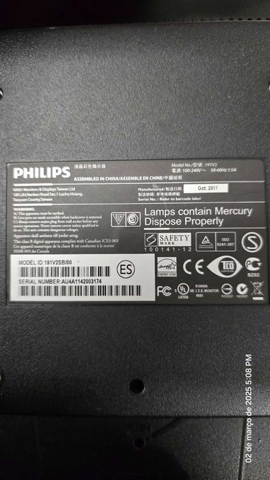 Philips Monitor 191V2, 1920 x 1080 LCD Monitor, Black64584569166337123