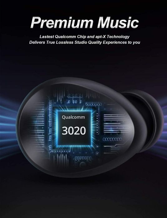 NOWE słuchawki Bluetooth TWS aptX HiFi NoiseCancel BAS autopause SPORT