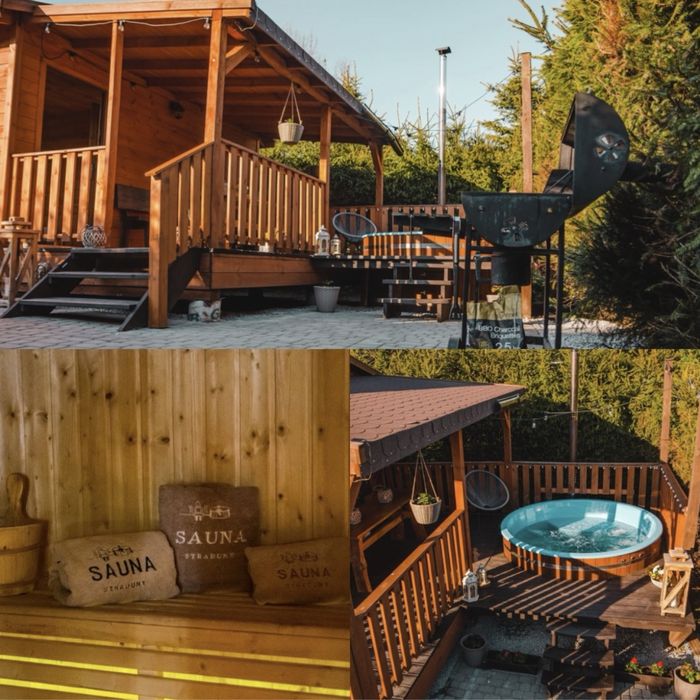 Domek z sauną, jacuzzi i basenem Straduny