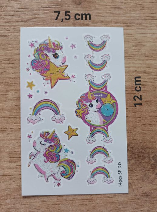 Zestaw XXL! tatuaże brokatowe JEDNOROŻCE