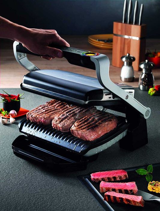 гриль контактний Tefal gc712d12 OptiGrill + сірий/чорний
