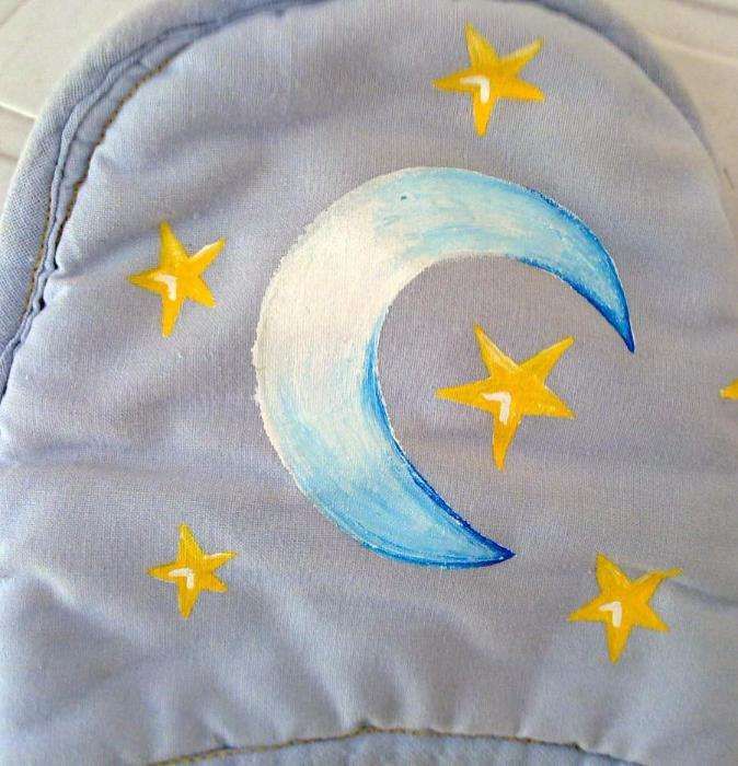 Chinelos de quarto com Lua e Estrelas - Pintados à mão