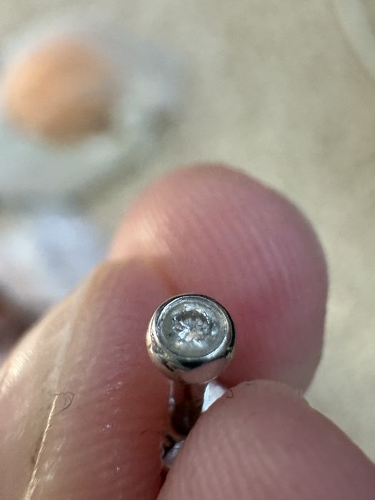 Лабрет \ серьга белое золото с бриллиантом