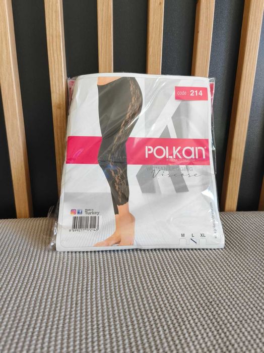 Nowe legginsy damskie z koronką rozmiar L czarne
