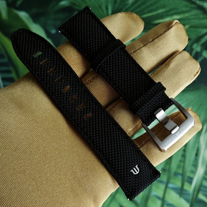 Maurice Lacroix Pontos pasek oryginalny czarny materiałowy skórzany 22