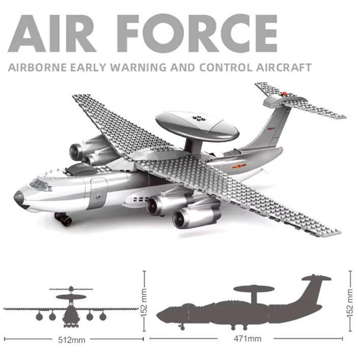 Конструктор военный самолёт разведки AWACS наведения сил поражения