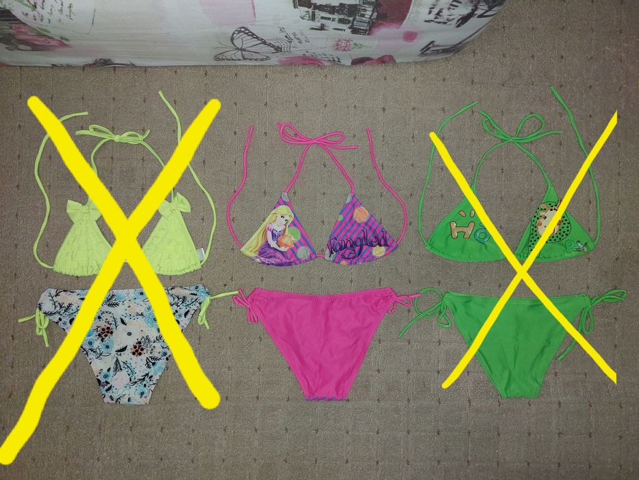 Детский купальник раздельный плавки лифчик на завязках девочка р.30,32