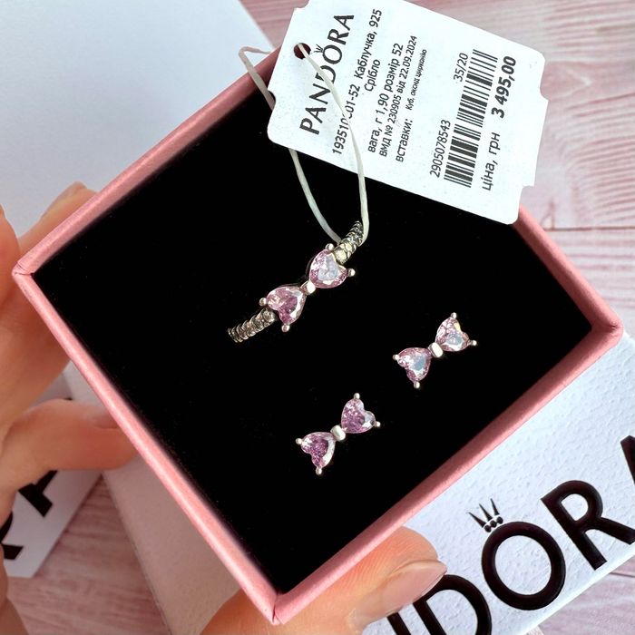 Каблучка Пандора оригінал кільце пандора «Рожевий бант» кольцо