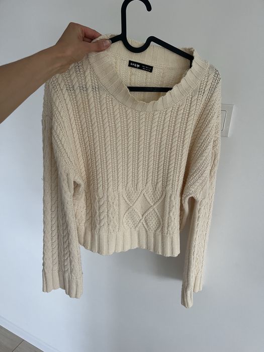 Sweter kremowy S basic oversize shein damski