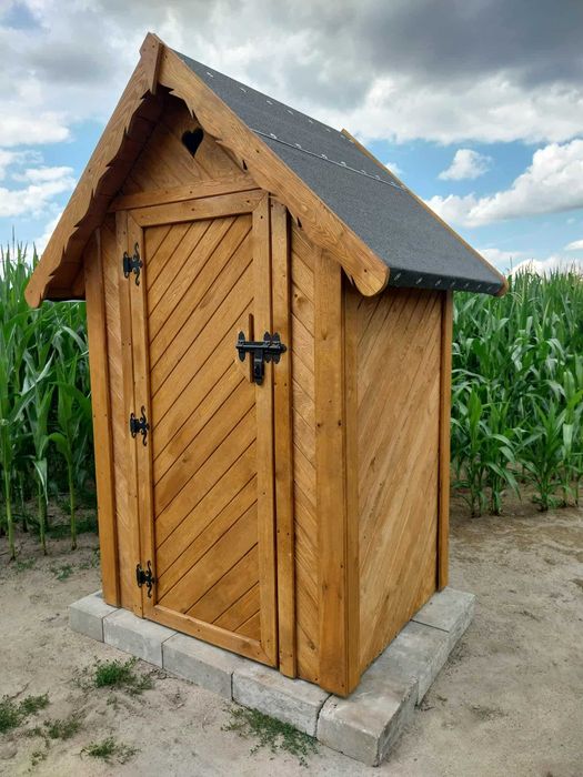Toaleta drewniana ogrodowa separacyjna WC ROD budowę wychodek sławojka