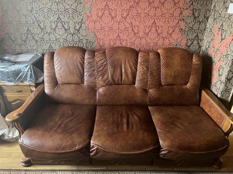 Skórzana sofa  brąz