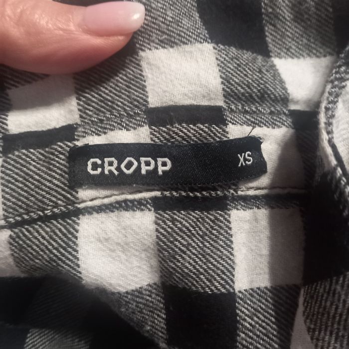 Koszula w kratę biało-czarna Cropp XS