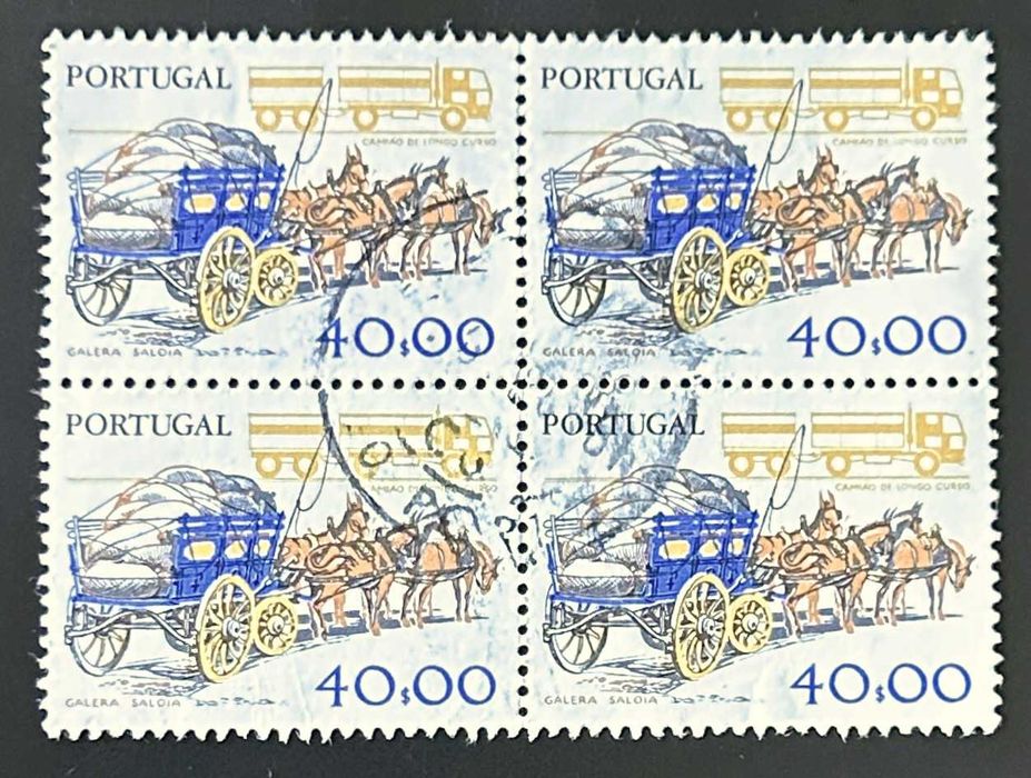 Quadra de selos usados de 40$00 - Instrumentos de trabalho - 1979