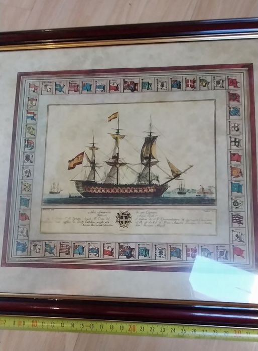Gravura antiga de barco espanhol
