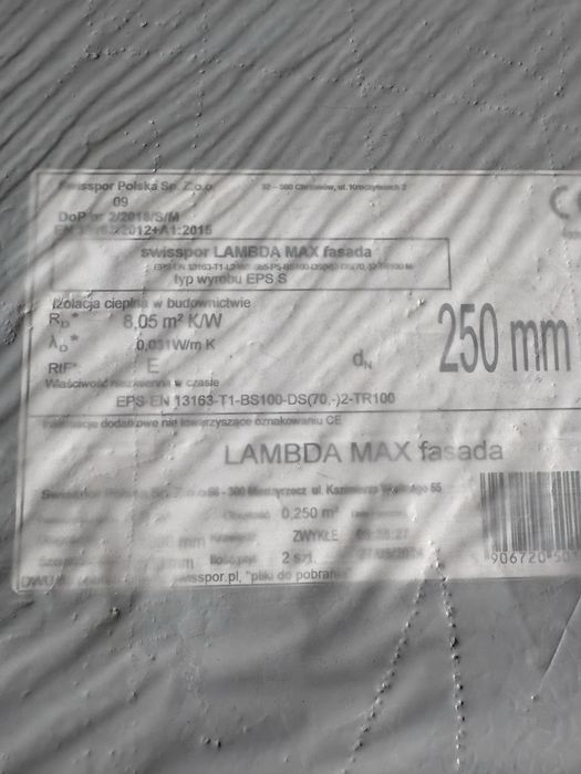 Styropian grafitowy 25 cm lamda 031