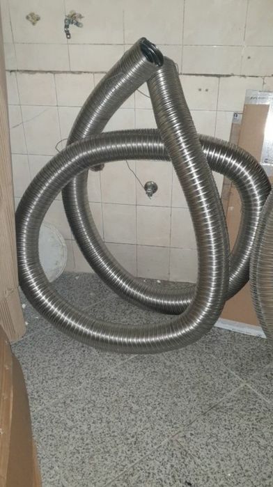 Tubo inox novo, flexível de 3m com diâmetro 200mm e 5m de diâmetro 110