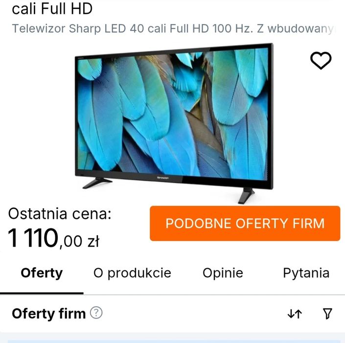 Sprzedam 40cale tv sharp 100 hz