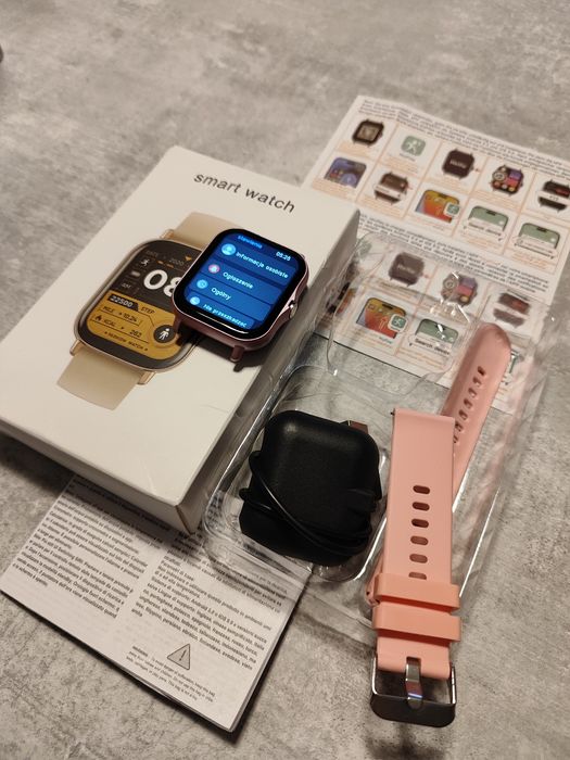 Nowy Smartwatch Różówy, rozmowy, kalkulator, krokomierz, budzik, itd