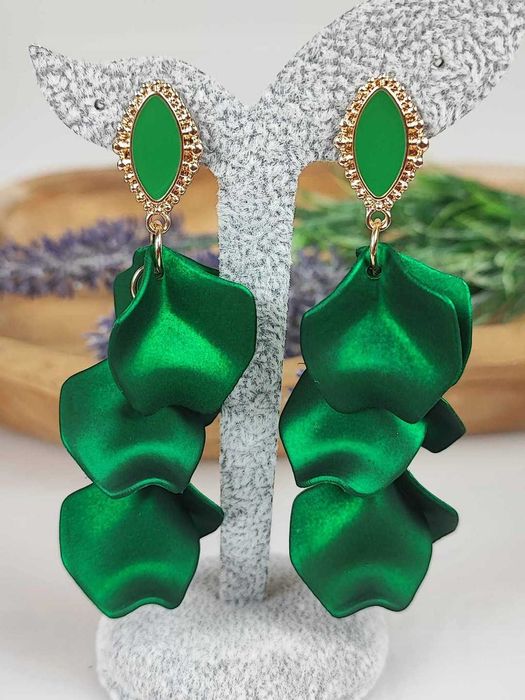 Klipsy akrylowe piękne złote cudo zielone c49