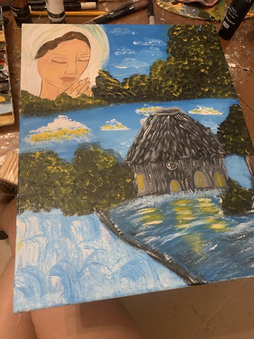 Quadro Original Nossa Senhora de Fátima – Pintado à Mão – Peça Única