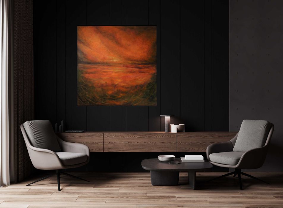 Ręcznie malowany nowoczesny obraz - abstrakcja do salonu 80x80  Kraków