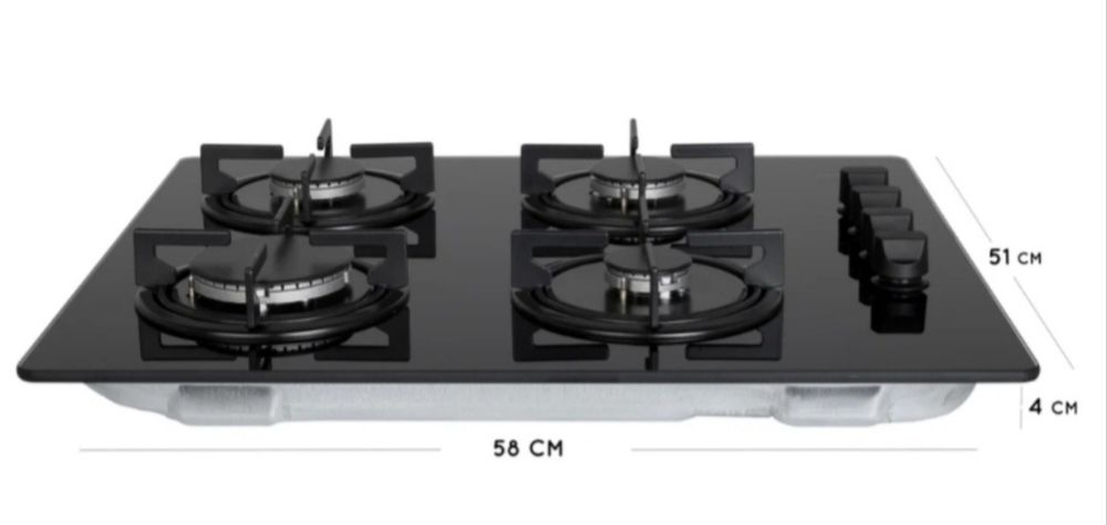Placa de Gás ZANUSSI ZGO62414BA (para gás Natural ou com bicos para propano- 58 cm - Preto)