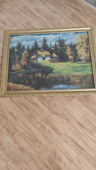 Obraz dom z jeziorem