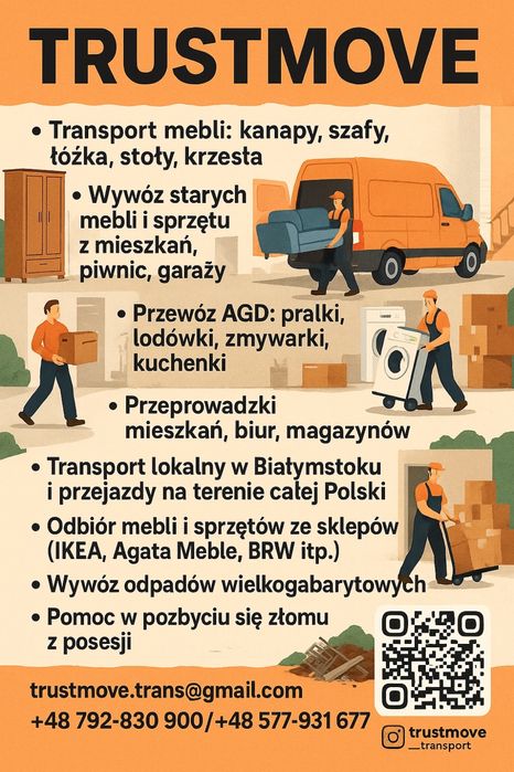 •Tanio Transport•utylizacja mebli•przeprowadzki Białystok i Polska•24h