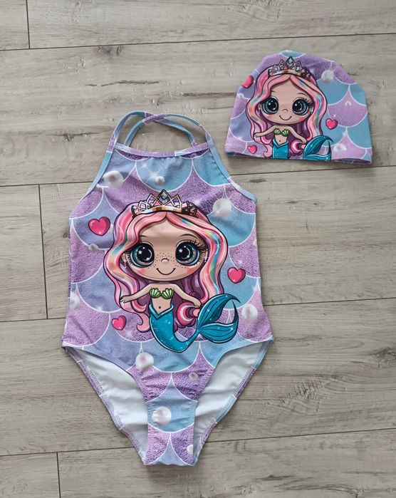 Nowy kostium strój kąpielowy, r. 110/116 + czepek! kąpielówki basen