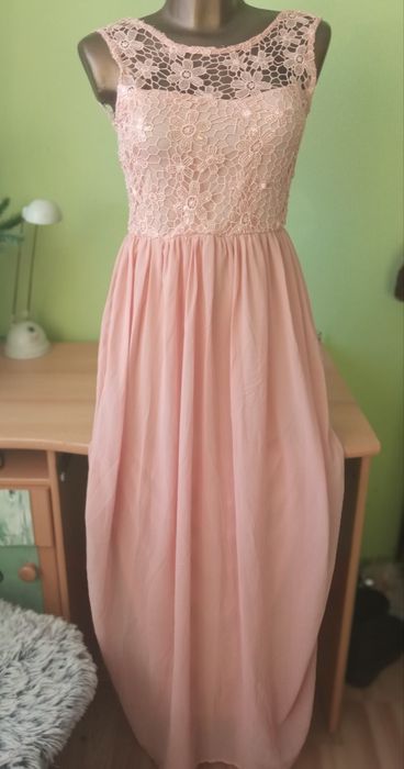 Śliczna sukienka,długa z koronką r.38-40