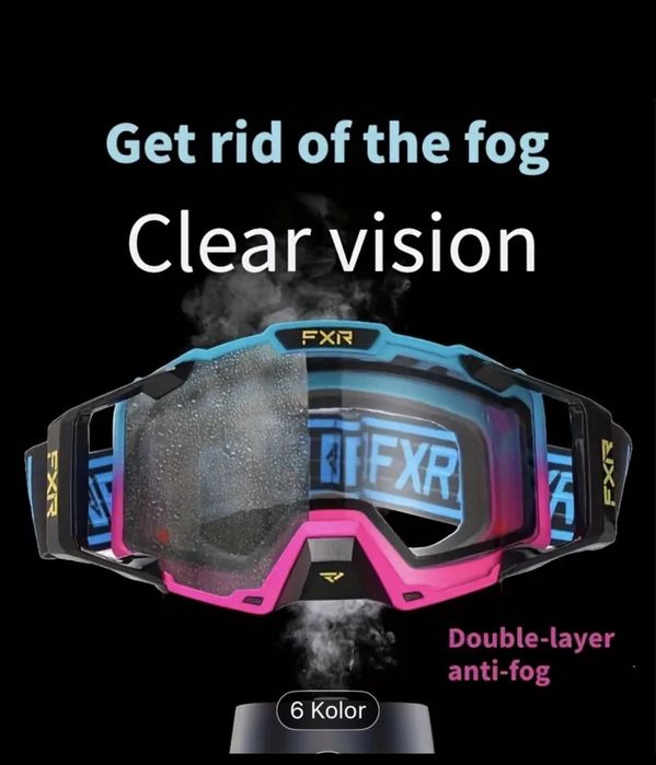 Gogle FXR cross enduro podwojna szybka nie parujące