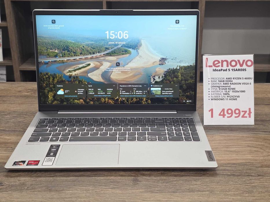 Laptop Lenovo IdeaPad 5 15ARE05 Ryzen 5 4600U/16GB/512GB/WIN11 stan bdb gwarancja