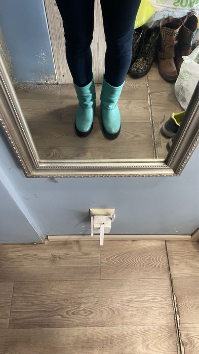 Бірюзові, зимові чоботи