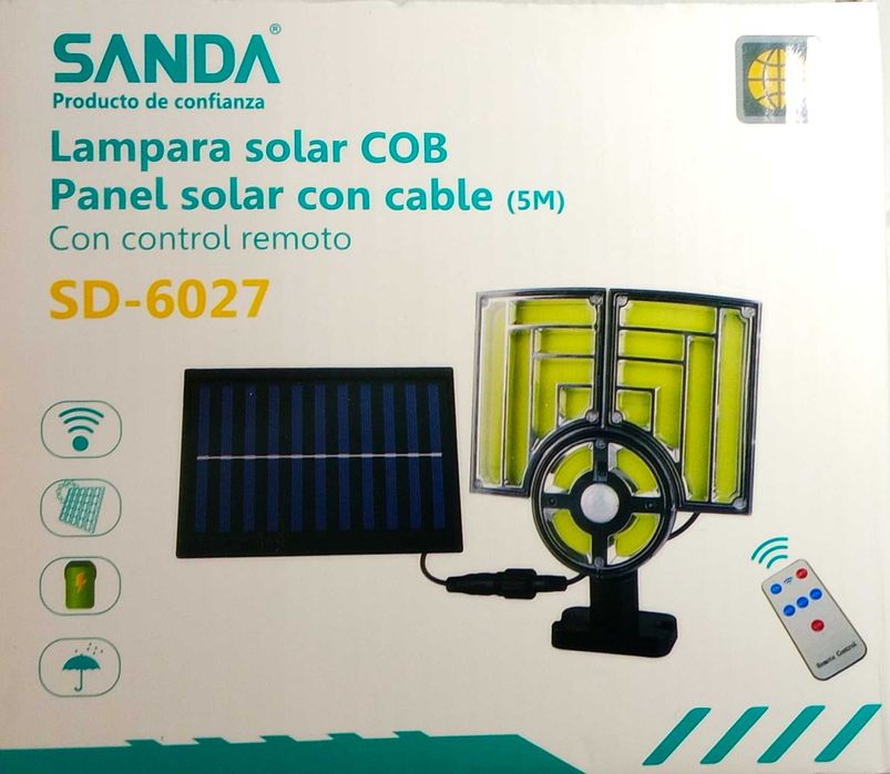 Candeeiro solar LED exterior sensor movimento