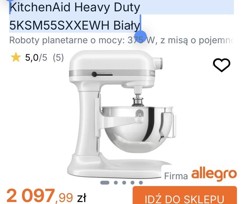 KitchenAid Heavy Duty 5KSM55SXXEWH Biały