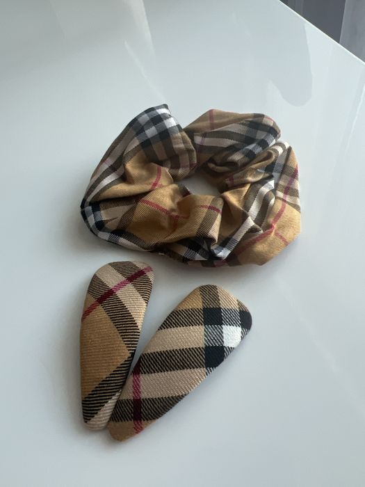 Заколки клік-клак резинки для волосся в клітинку стиль Burberry