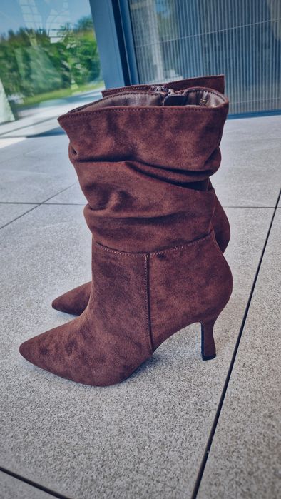 Botki czekoladowe 36 szpilka NOWE