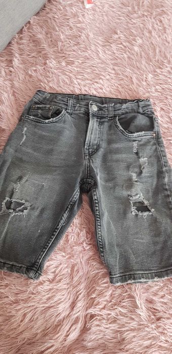 Zara grafitowe spodenki z przetarciami gumka w pasie  r.152