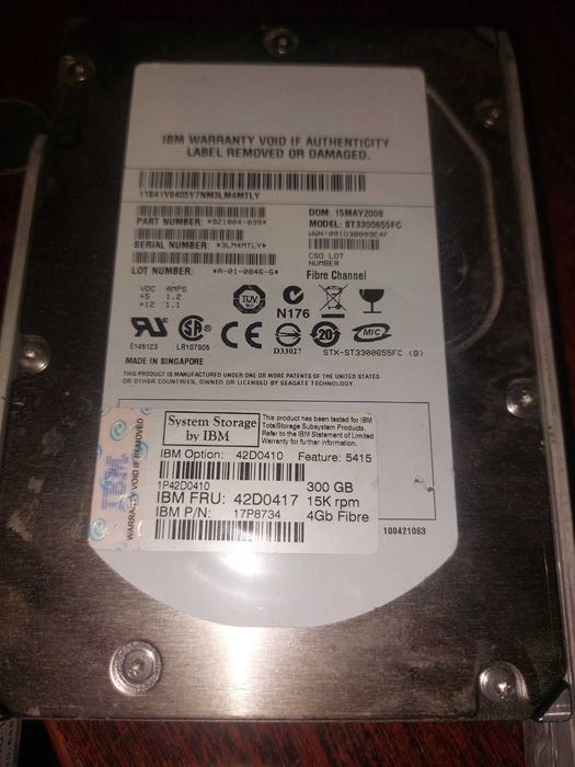3.5" Seagate st3300655fc 300gb fibre channel 4gb/s 15000rpm 8Mb