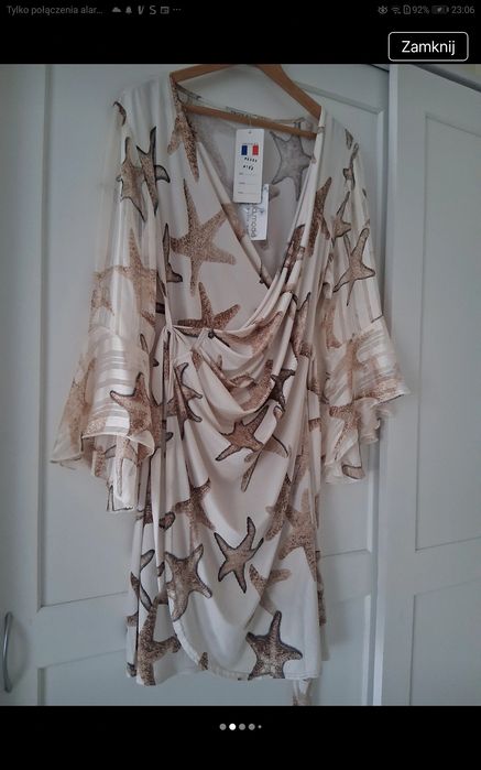 Francuska sukienka kopertowa w rozgwiazdy rozmiar uniwersalny