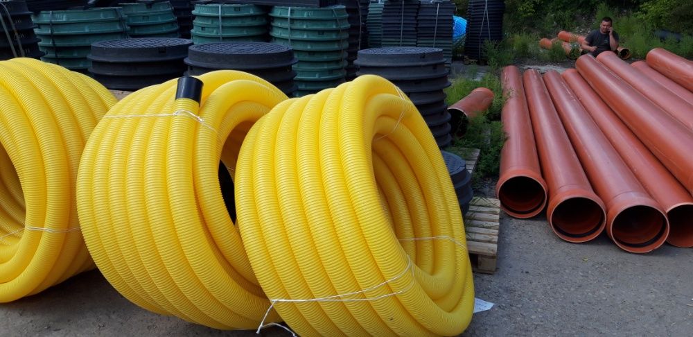 Труба дренажная гофрированная 100, 160, 200, 315, 400 Подбор колодцев