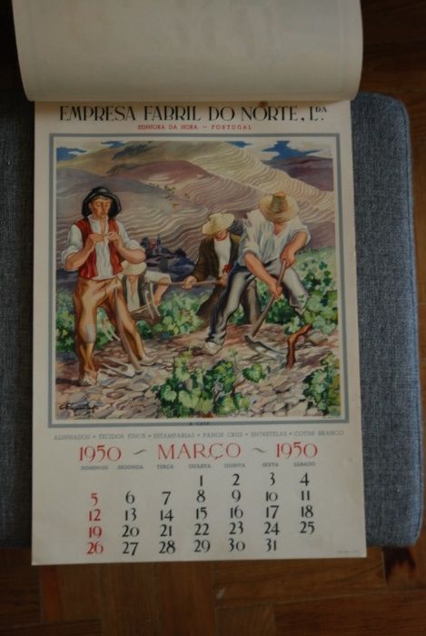 Ilustração "No Lagar" - Calendário de 1950 - EFANOR