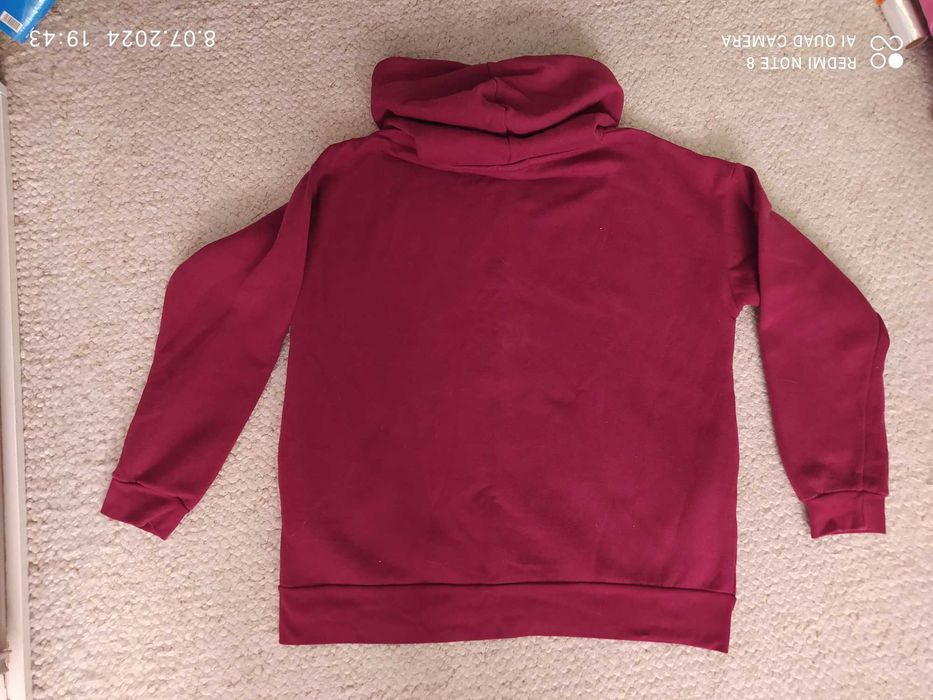 Bluza bordowa Harvard Sinsay M L kaptur kieszenie oversize ocieplana
