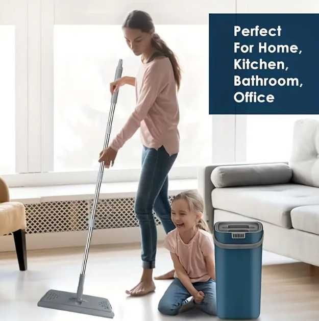 Комплект для уборки с шваброй  и ведром с отжимом 2 микрофибры 8.5 лит