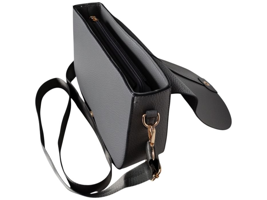 Torebka Damska, Modna Listonoszka Na Ramię Szara, Miejska A5 (2 Paski)