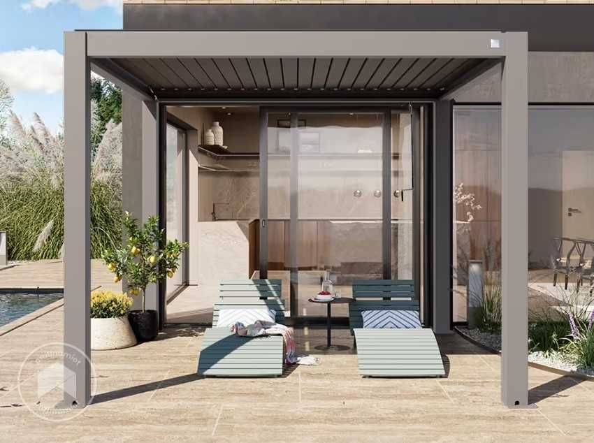 Profinamiot, 3x3m Pergola Deluxe, lamelowa, szaroperłowy