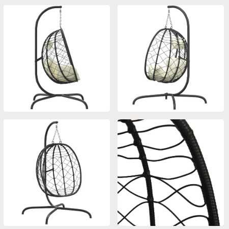 Cadeira forma ovo c/ almofadão vime PE/aço