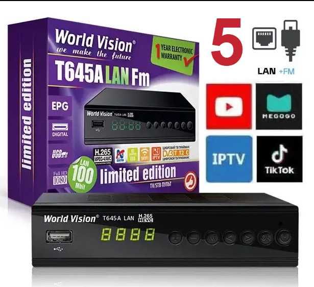тюнер Т2 приставка WV644 645A Lan YouTube, 400iptv кан, гарантія 1 рік
