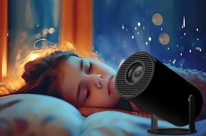 ANDROID Przenośny projektor obrotowy rzutnik głośnik SMART TV wifi